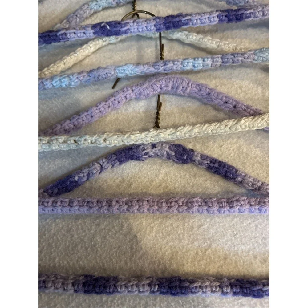 Vintage Crochet Covered Clothes Hangers Lot Ombre Wire Grannycore Boho- 7